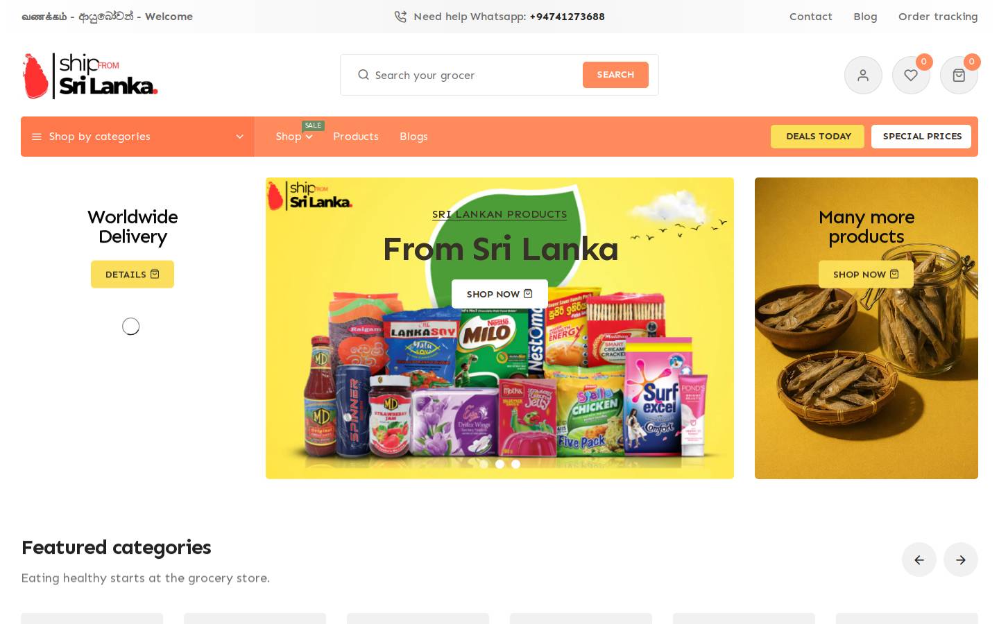 shipfromsrilanka.com homepage screenshot