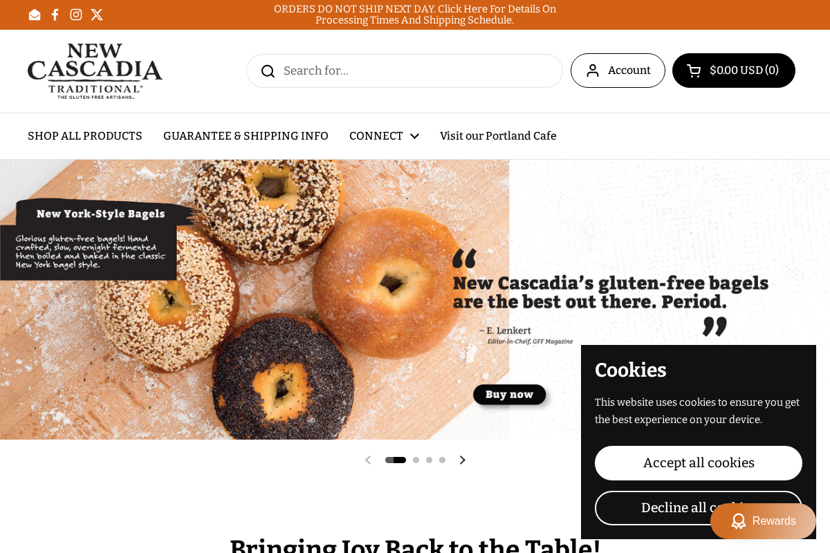 New Cascadia Traditional homepage screenshot