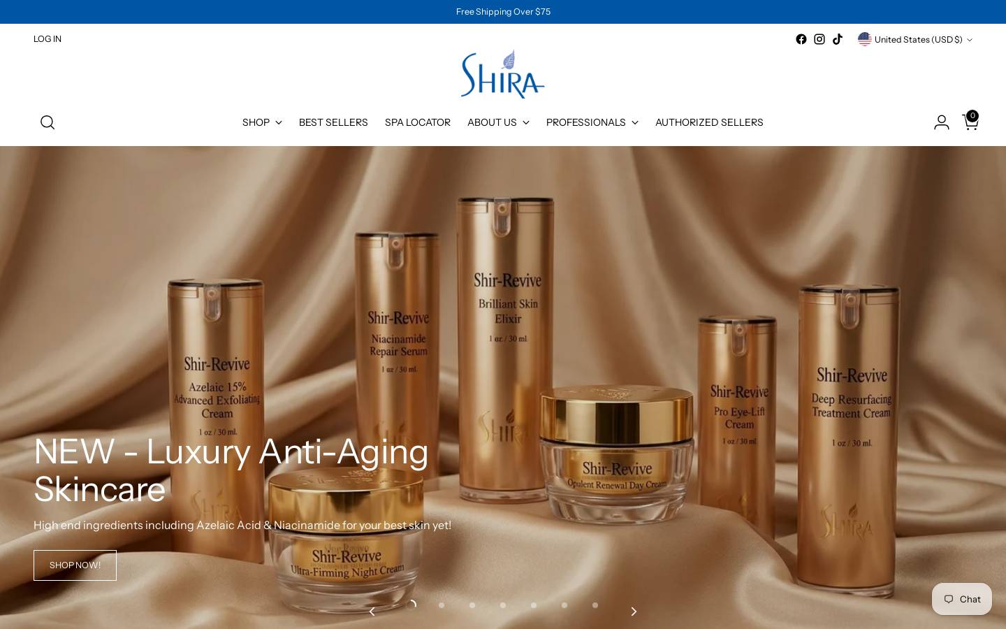 shiraesthetics.com homepage screenshot