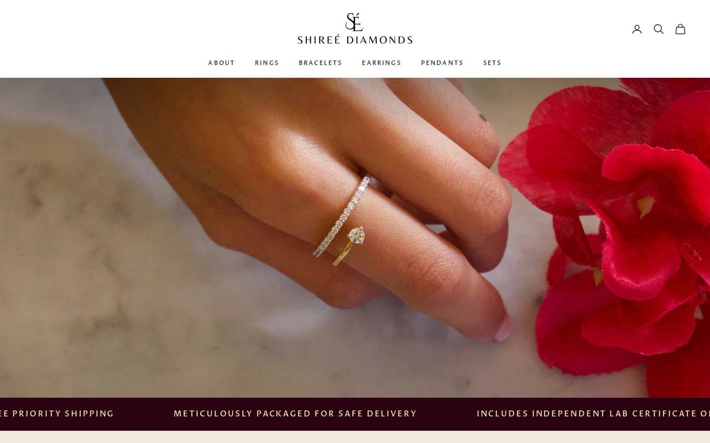 Shireé Diamonds homepage screenshot