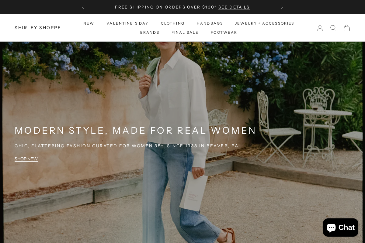 Shirley Shoppe homepage screenshot