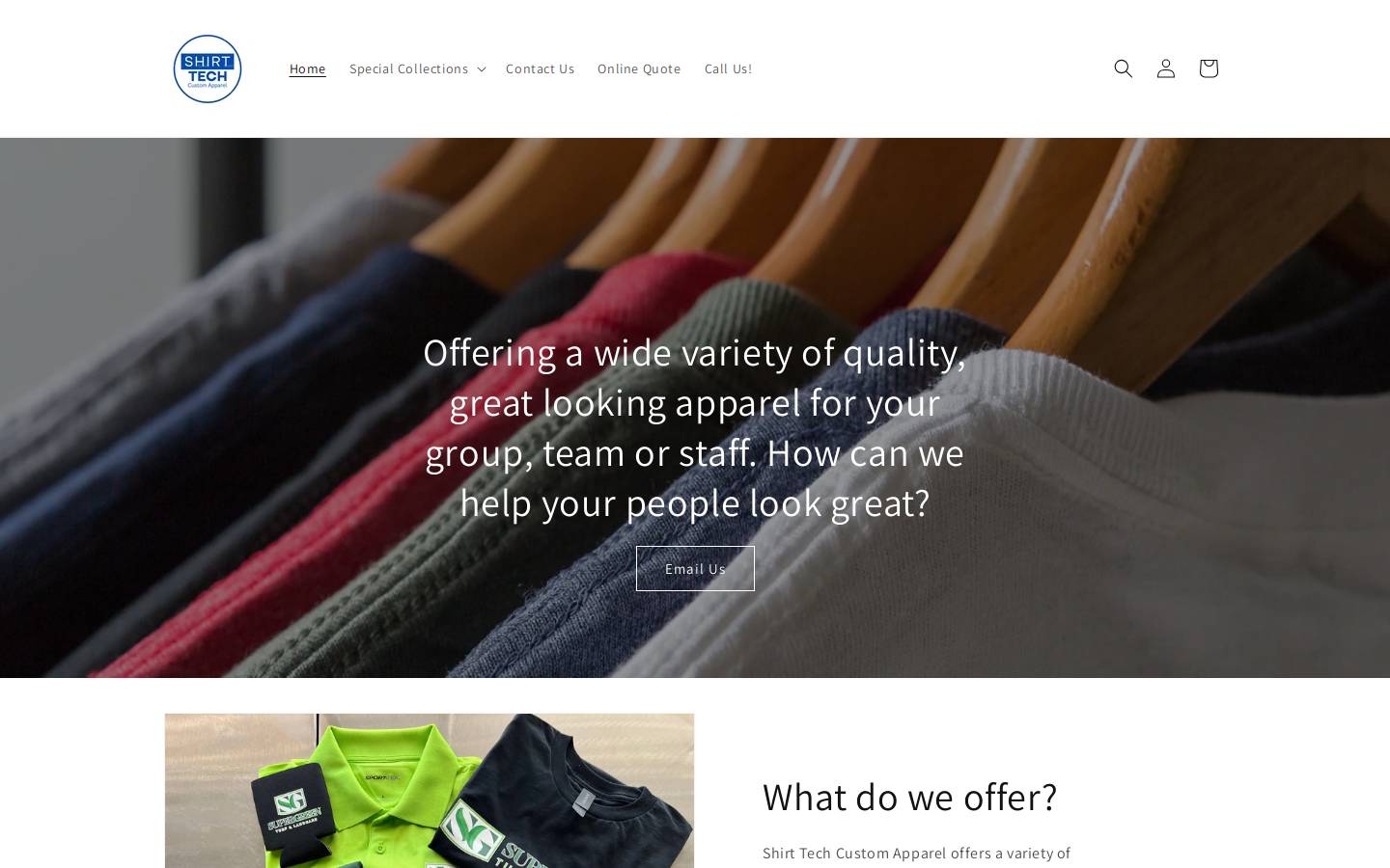 shirt-tech.com homepage screenshot