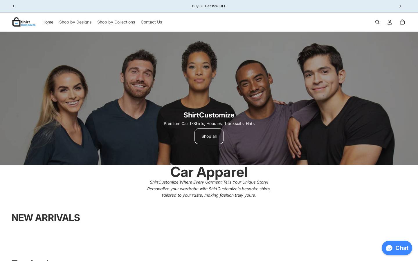 shirtcustomize.com homepage screenshot