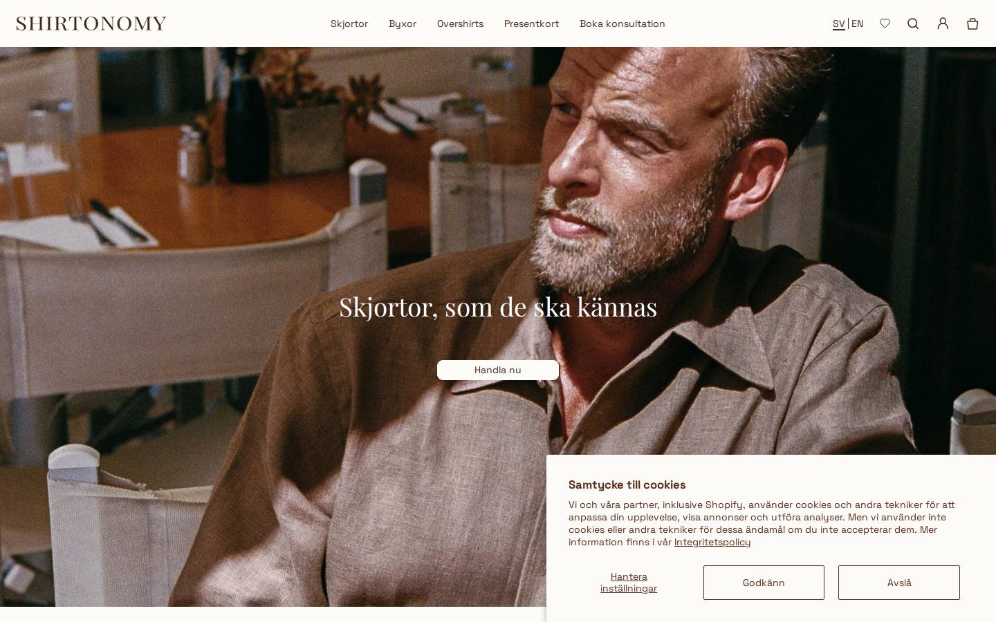 Shirtonomy homepage screenshot