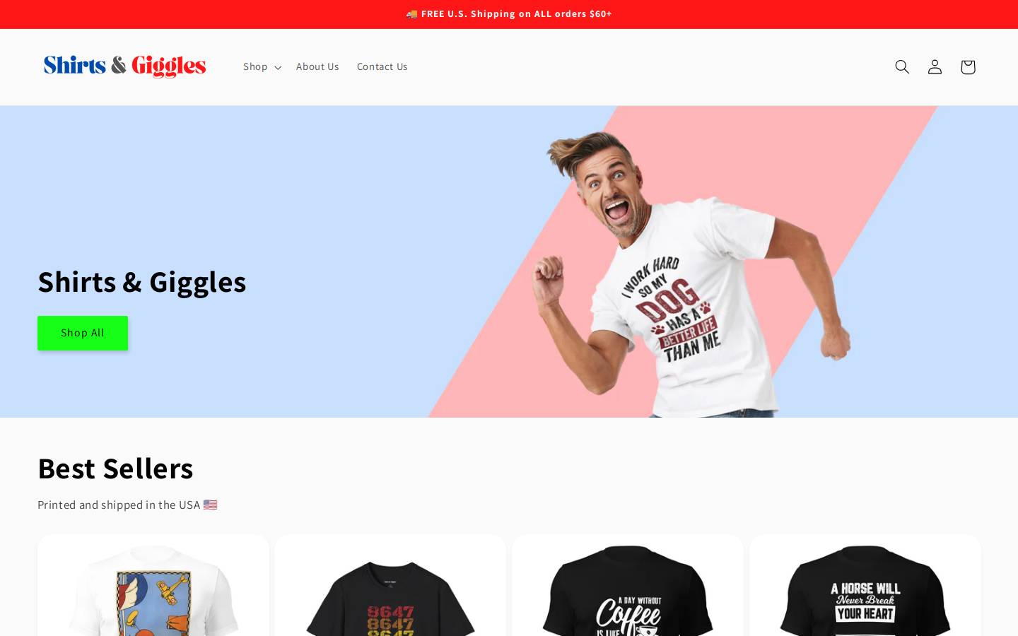 shirtsandgiggles.shop homepage screenshot