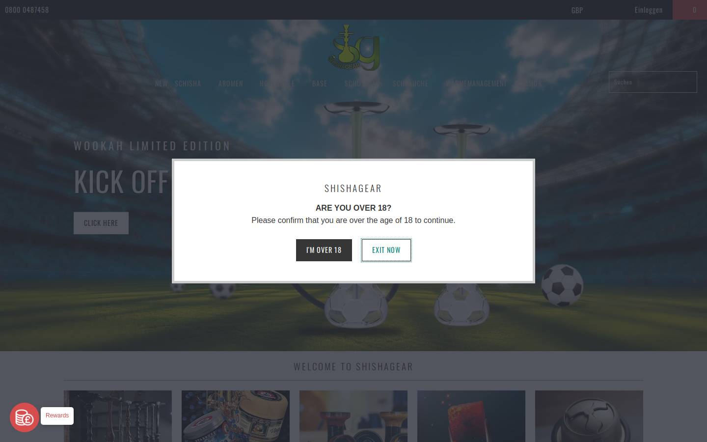 Shisha Gear homepage screenshot