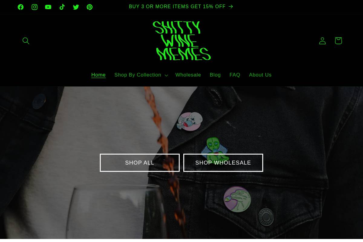 shittywinememes.com homepage screenshot