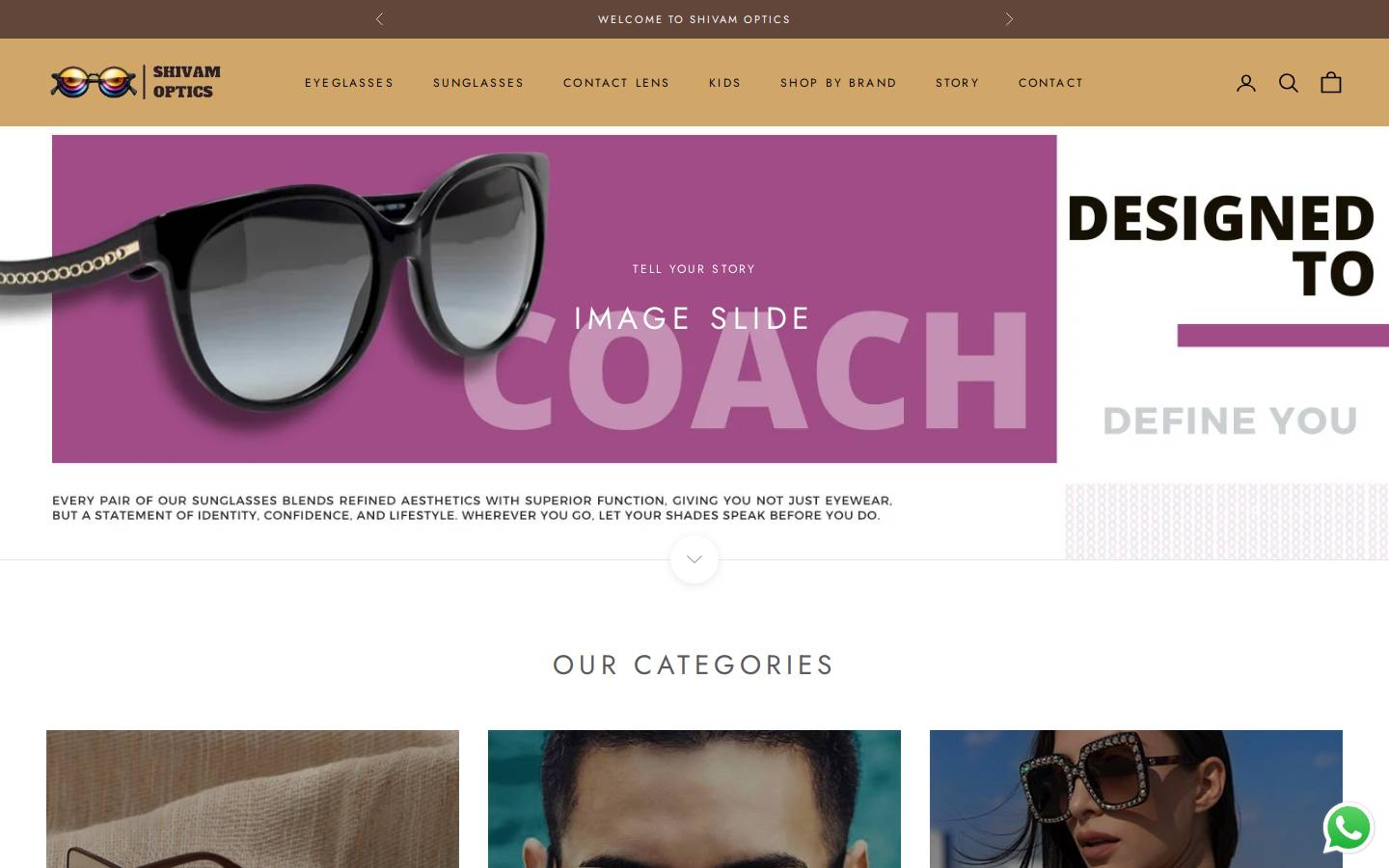 shivamoptics.com homepage screenshot