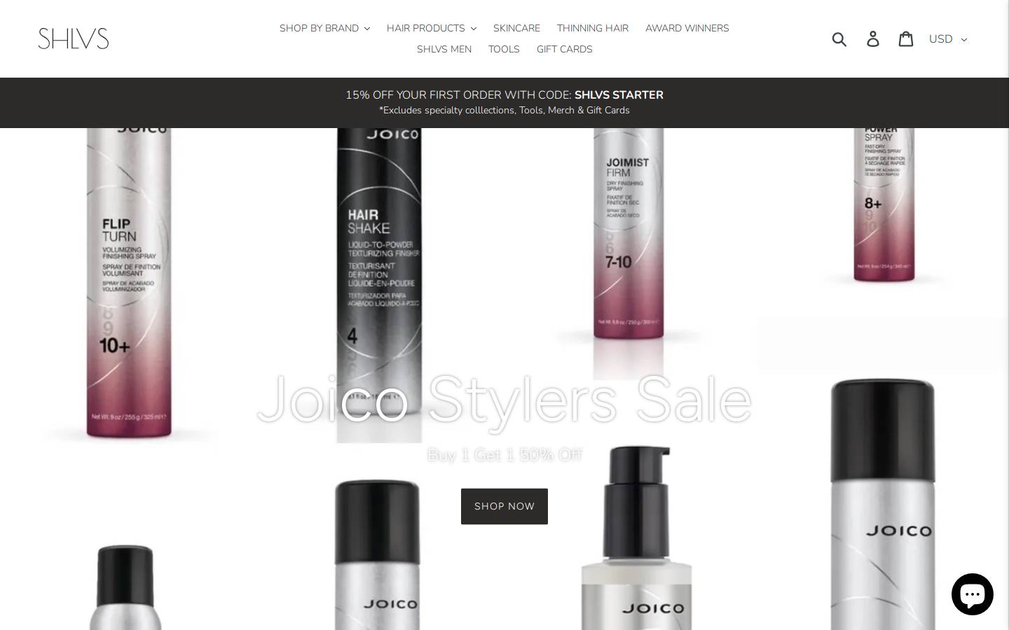 shlvsbeauty.com homepage screenshot