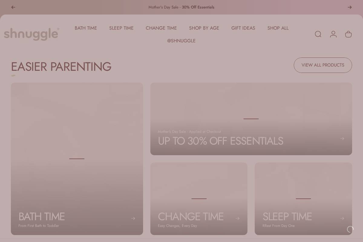 Shnuggle homepage screenshot
