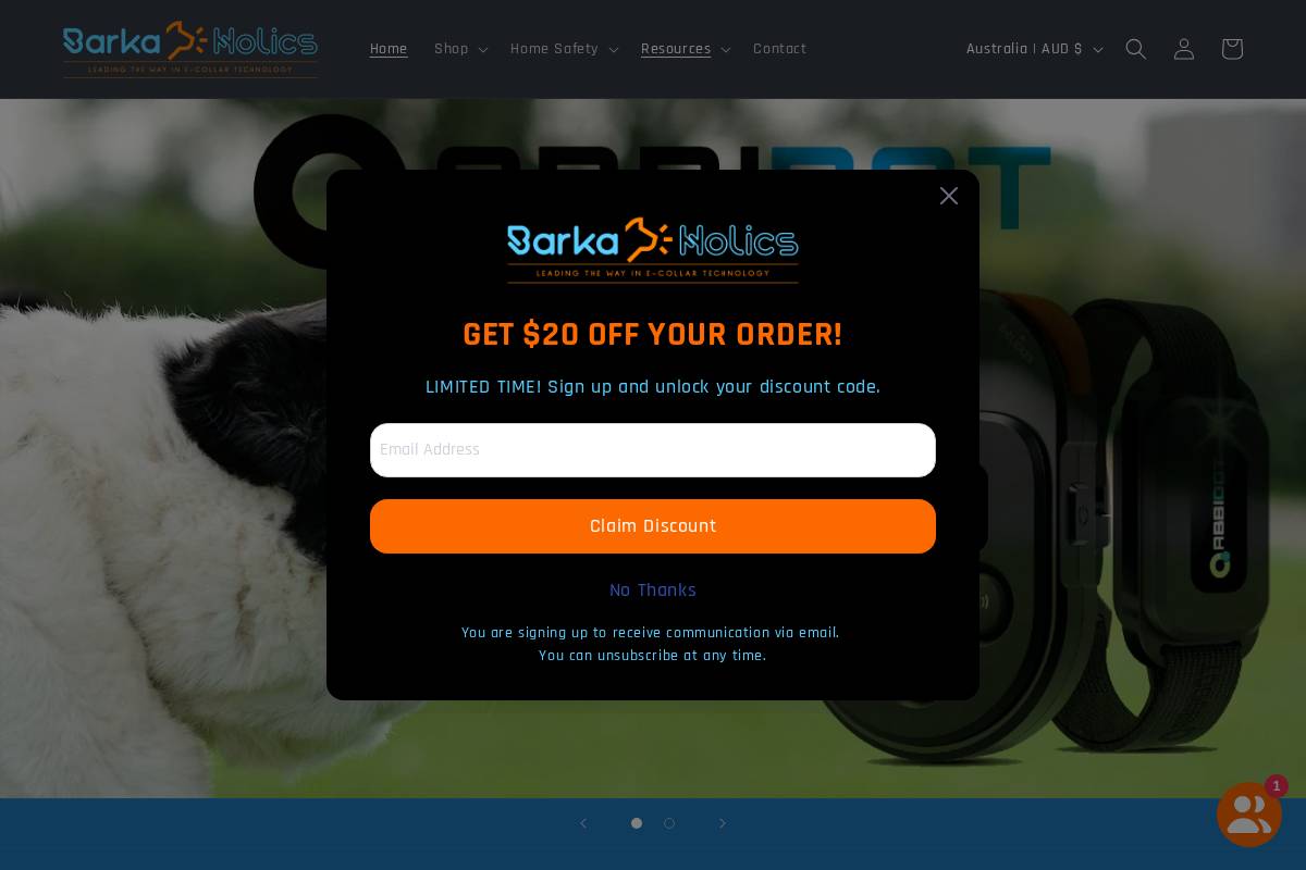 shockcollars.com.au homepage screenshot