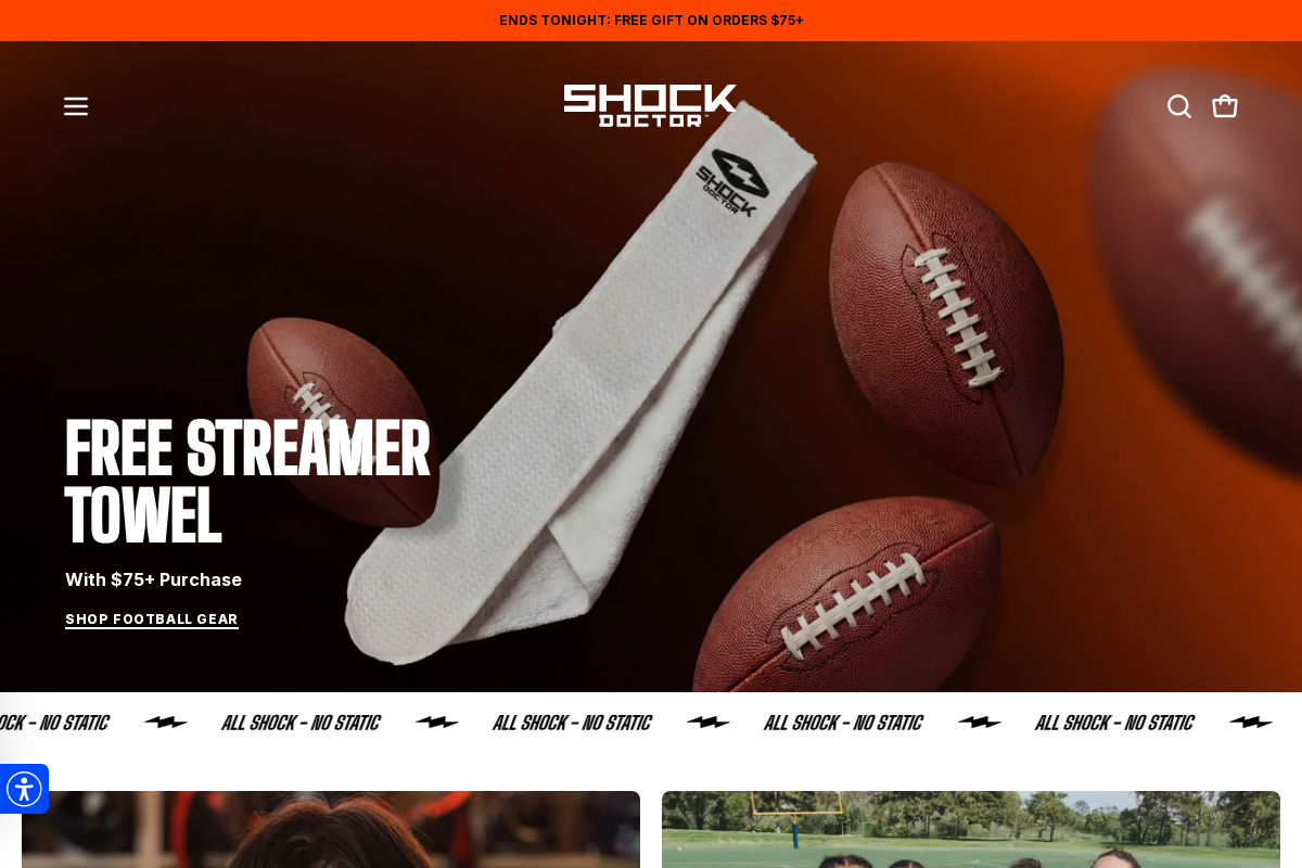 Shock Doctor homepage screenshot