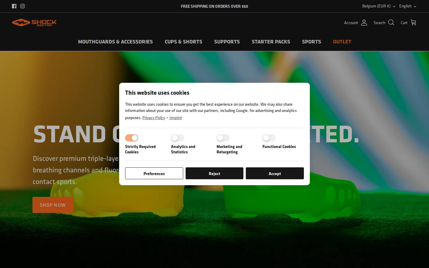 shockdoctorsports.eu homepage screenshot