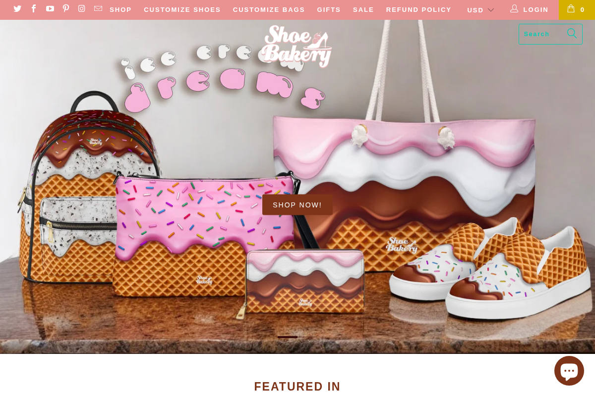 Shoe Bakery homepage screenshot
