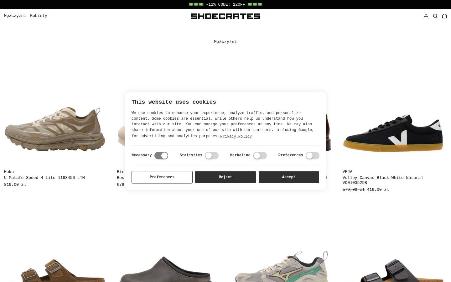 shoecrates.com homepage screenshot