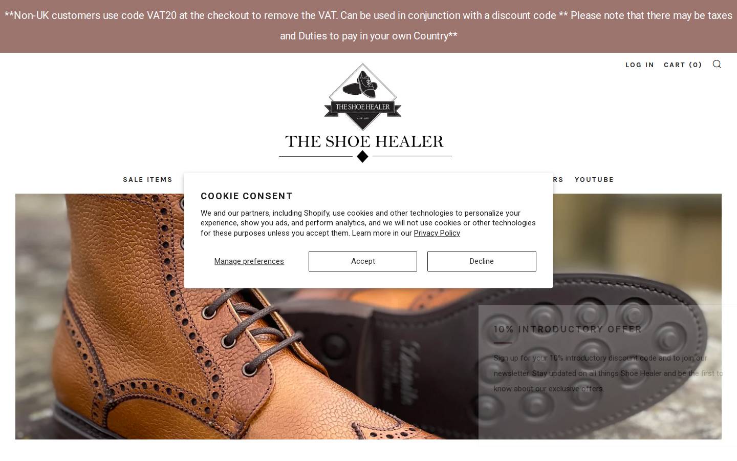 ShoeHealer homepage screenshot