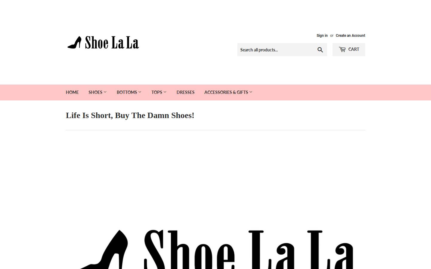 shoelala.net homepage screenshot