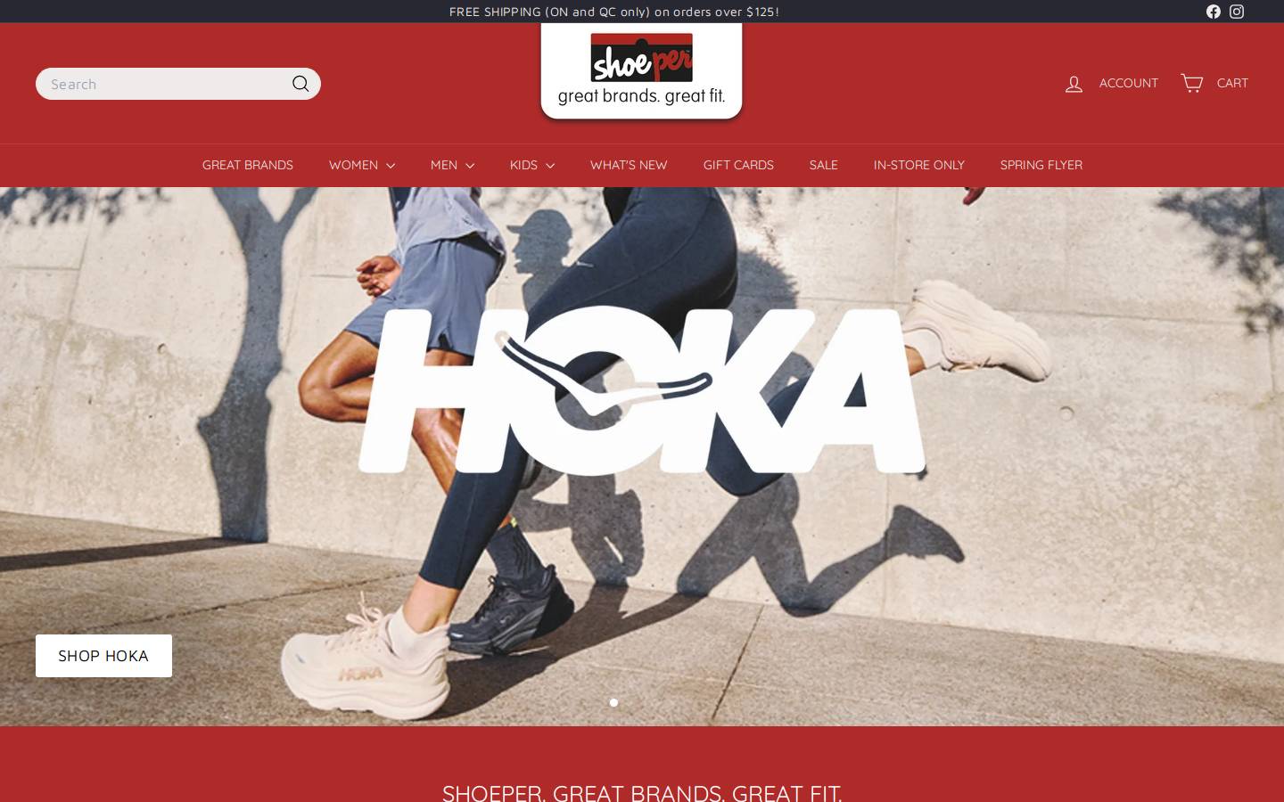 shoeper.com homepage screenshot