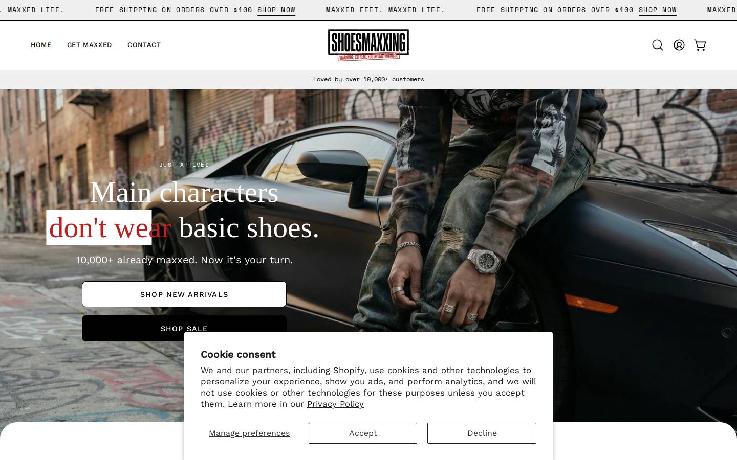 shoesmaxxing.com homepage screenshot