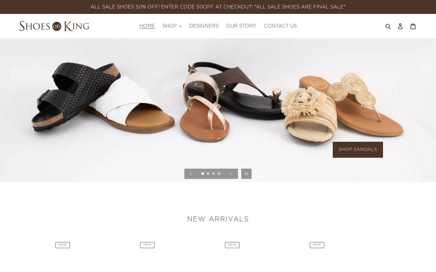 shoesonking.com homepage screenshot