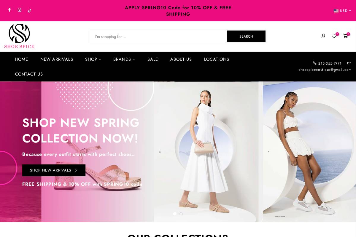 shoespiceboutique.com homepage screenshot