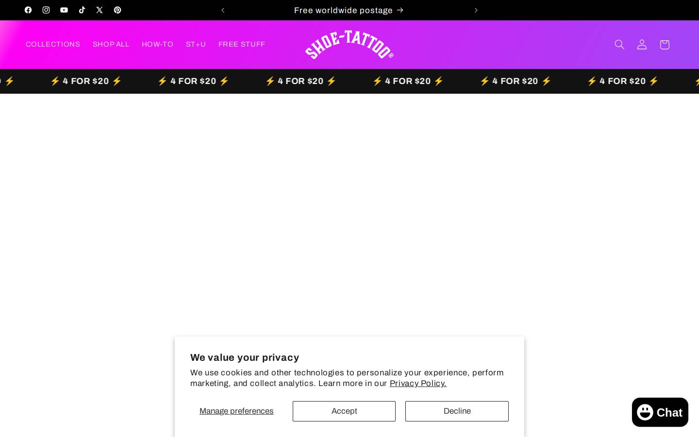 shoetattoo.com homepage screenshot