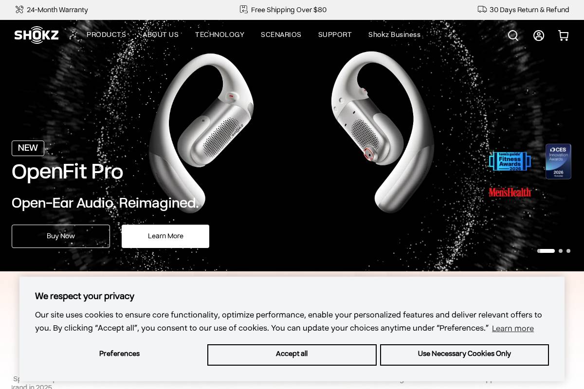 shokz.com.au homepage screenshot