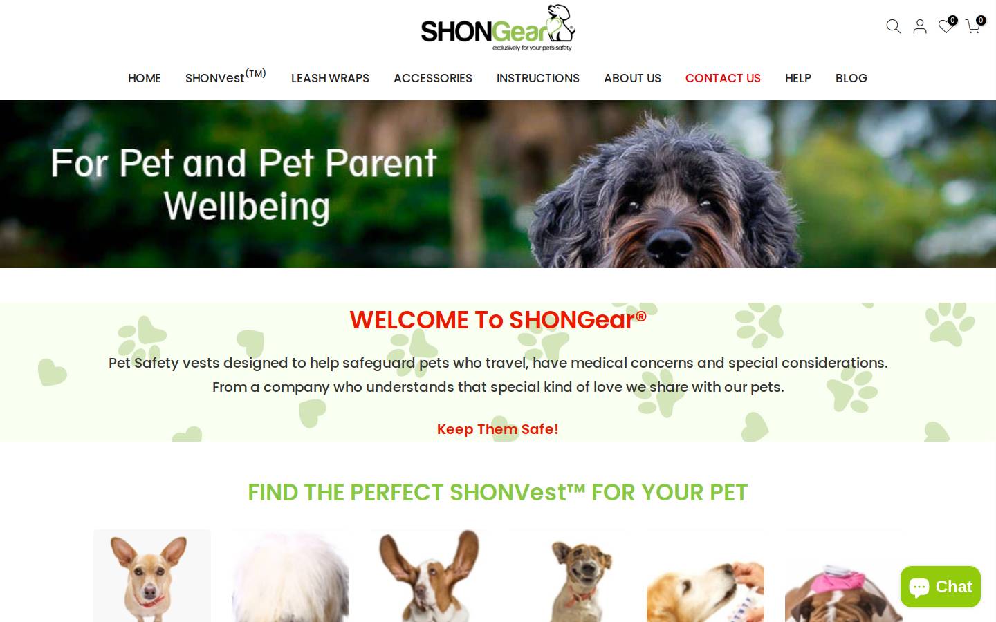 shongear.com homepage screenshot