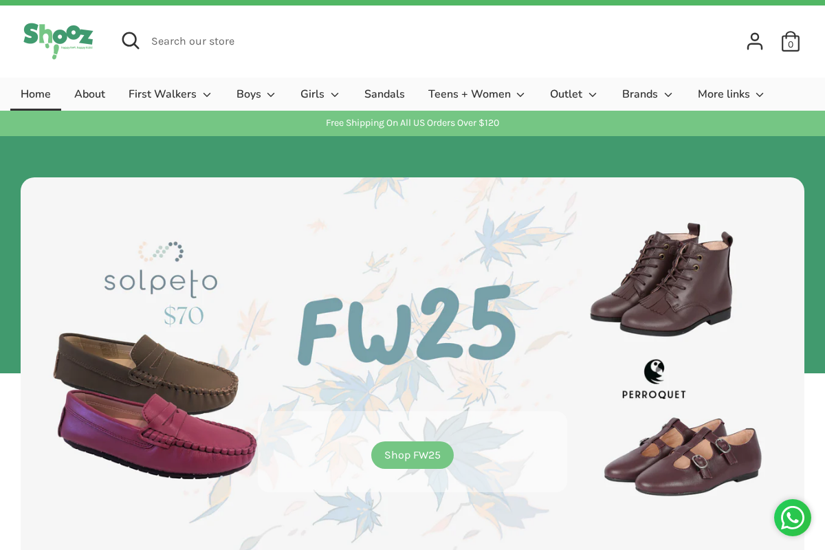 Shooz homepage screenshot