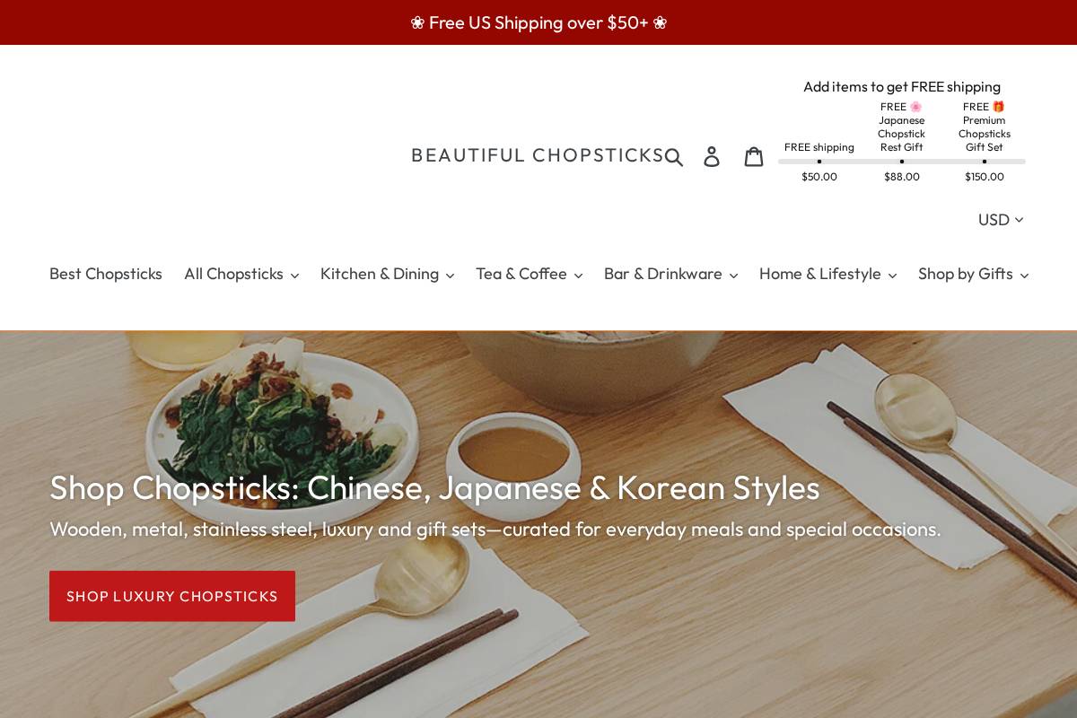 shop-chopsticks.com homepage screenshot