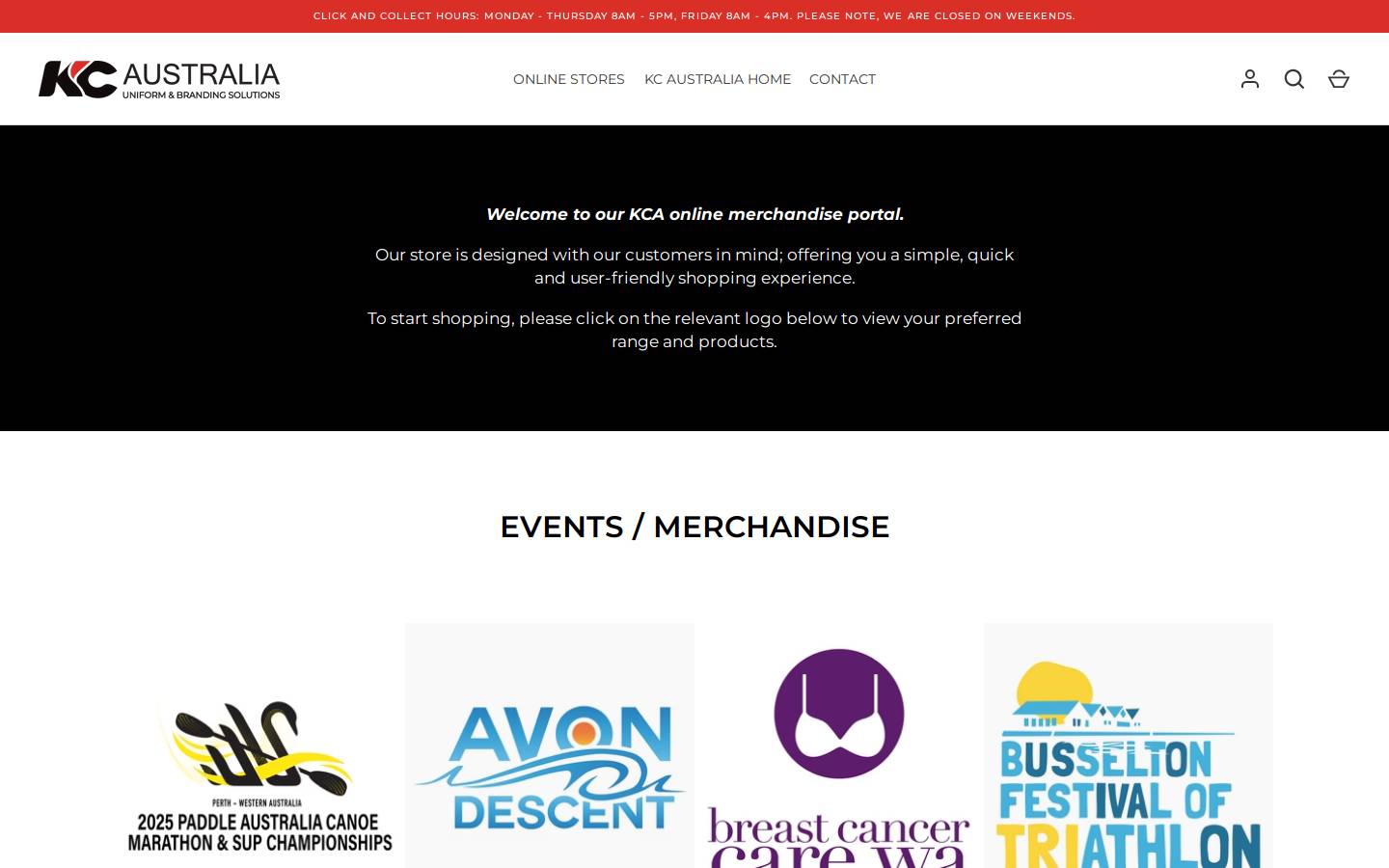 shop-kcaust.com.au homepage screenshot