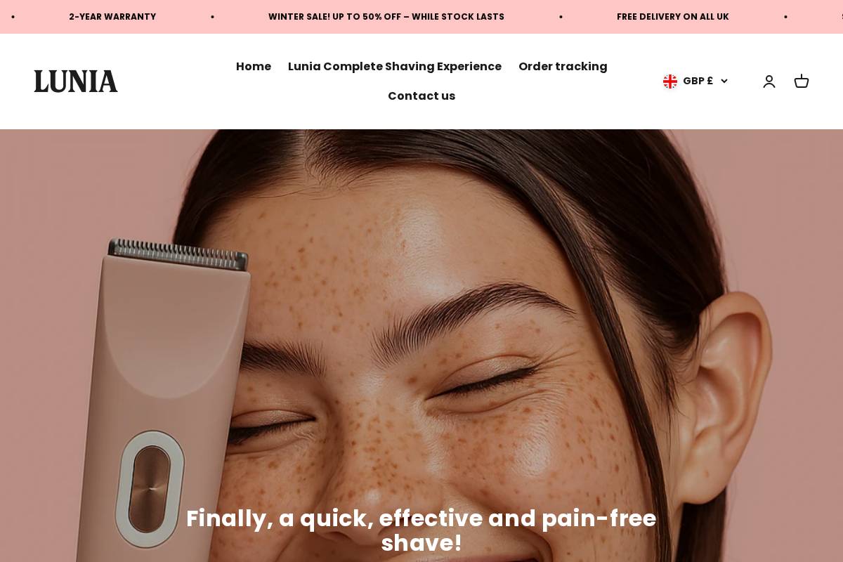 Shop Lunia homepage screenshot