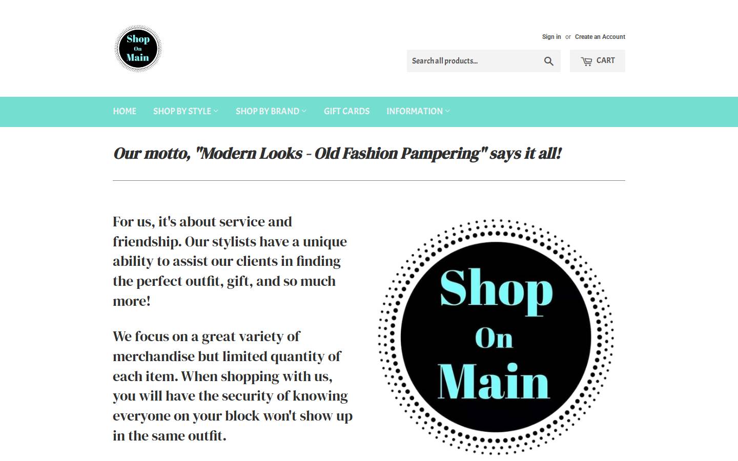 shop-on-main.com homepage screenshot