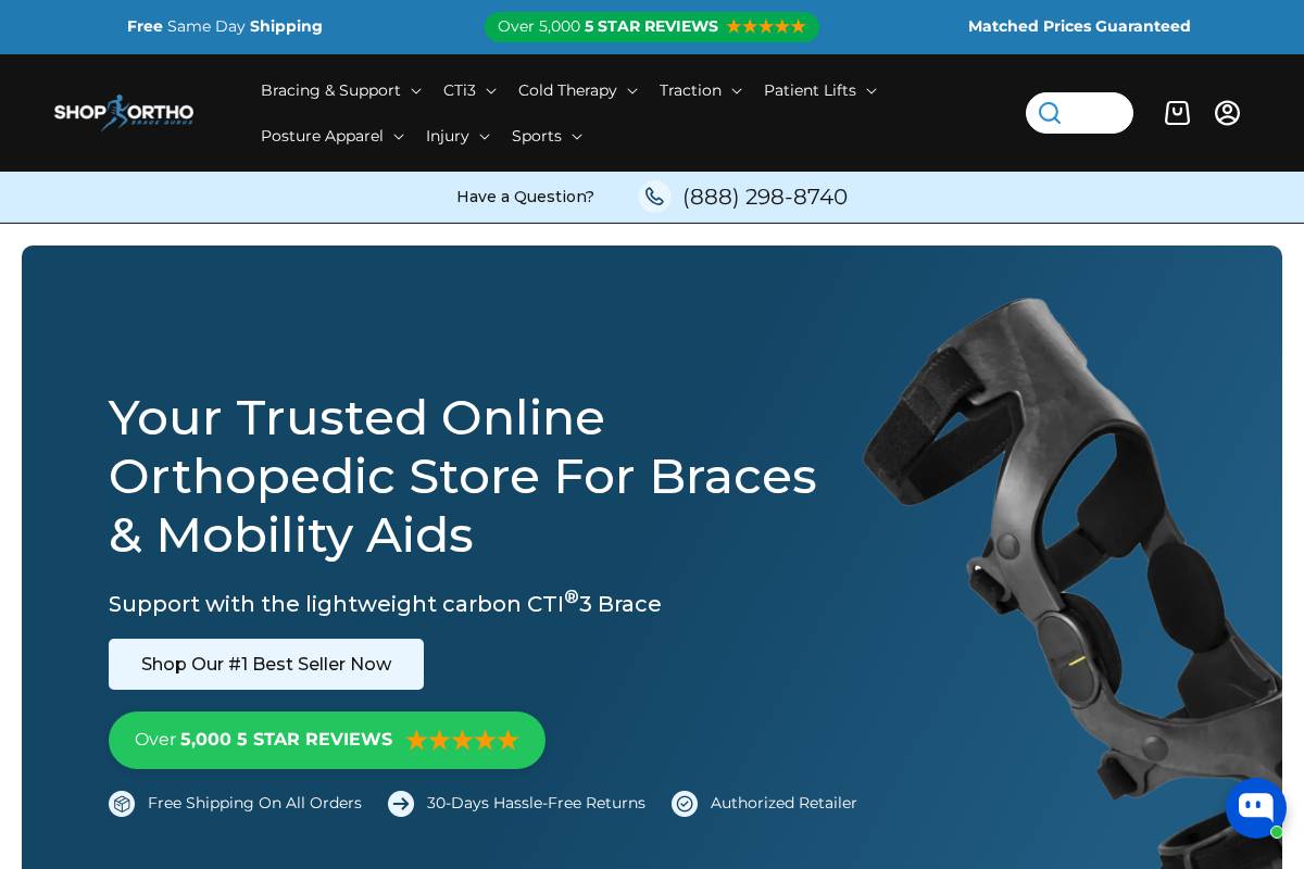 Shop Orthopedics homepage screenshot