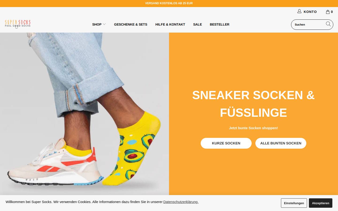 shop-supersocks.com homepage screenshot