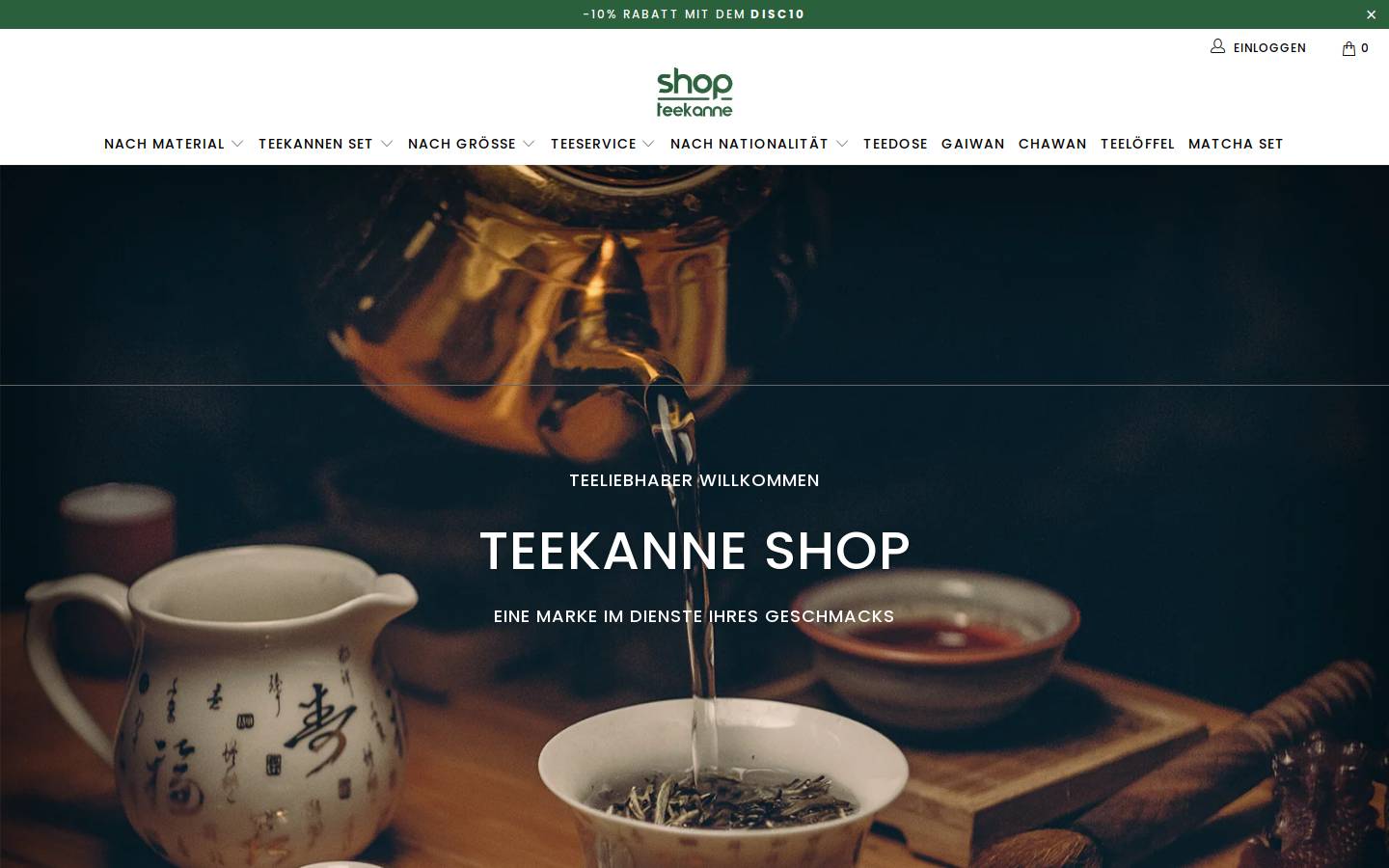 Shop Teekanne homepage screenshot