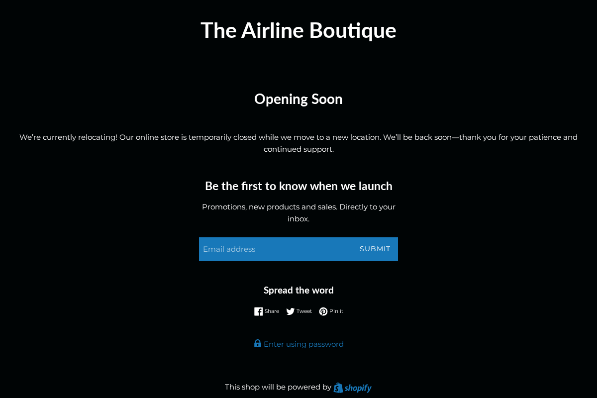 shop-theairlineboutique.co.uk homepage screenshot