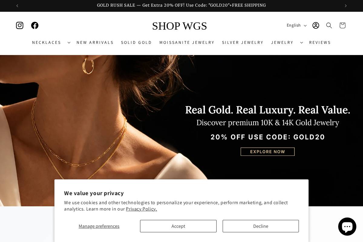 shop-wgs.com homepage screenshot