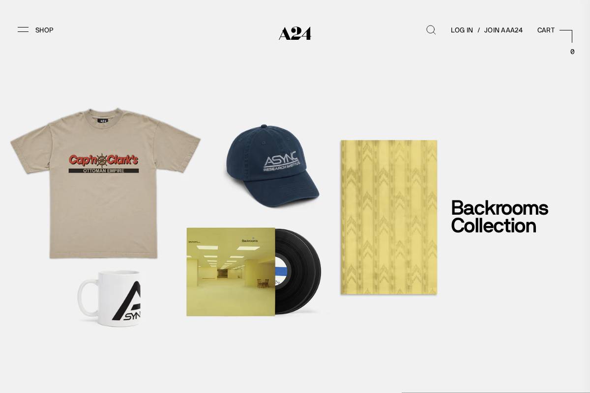 shop.a24films.com homepage screenshot