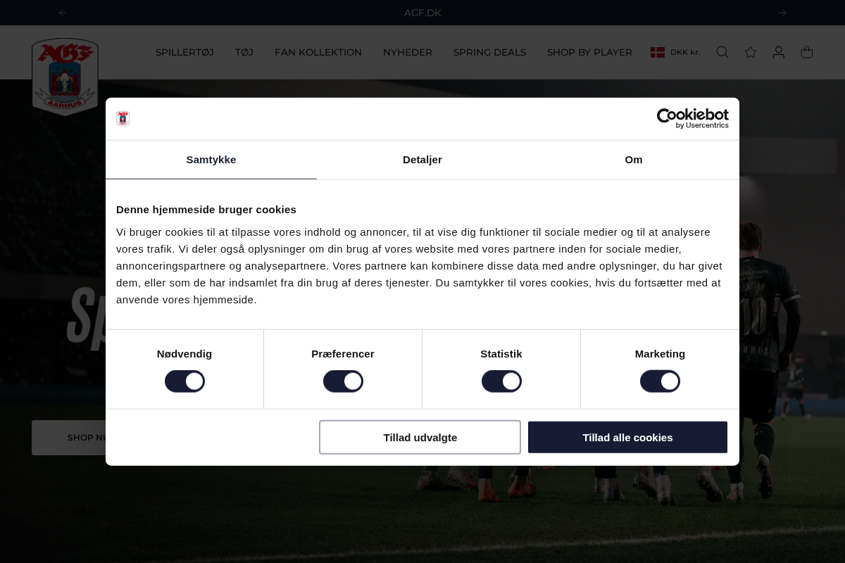 AGF Fanshop homepage screenshot