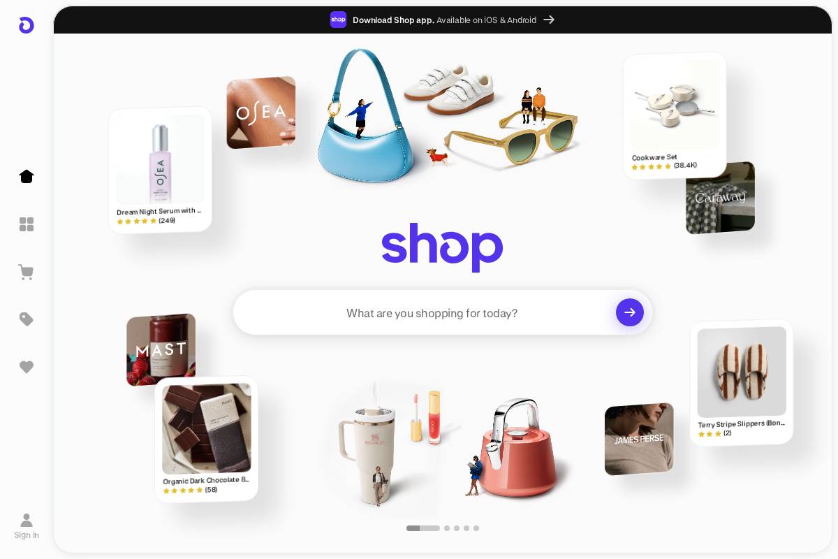 Shop homepage screenshot