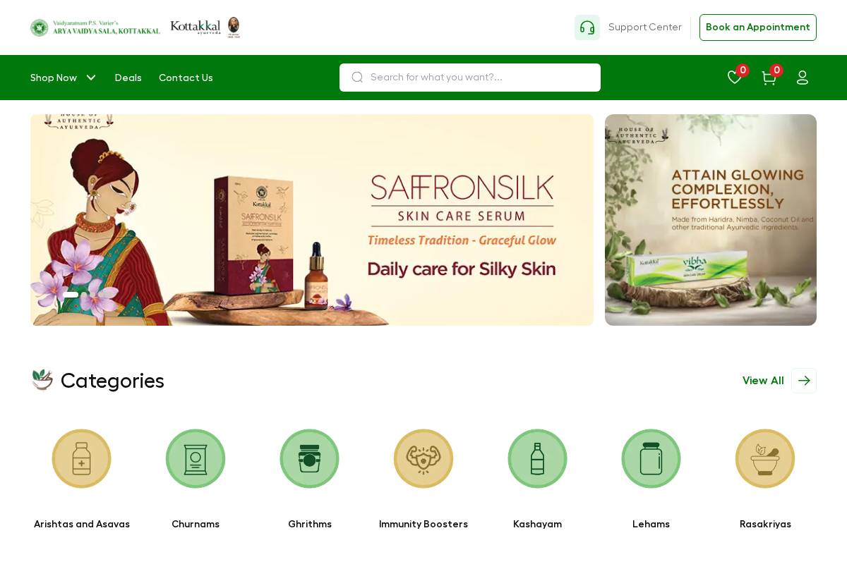 shop.aryavaidyasala.com homepage screenshot
