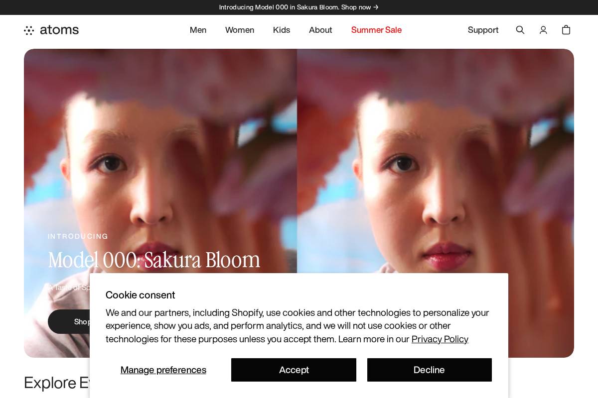 shop.atoms.com homepage screenshot