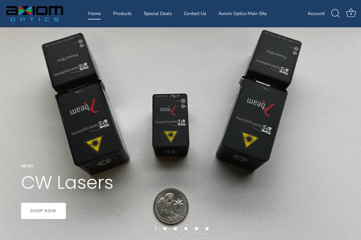 shop.axiomoptics.com homepage screenshot