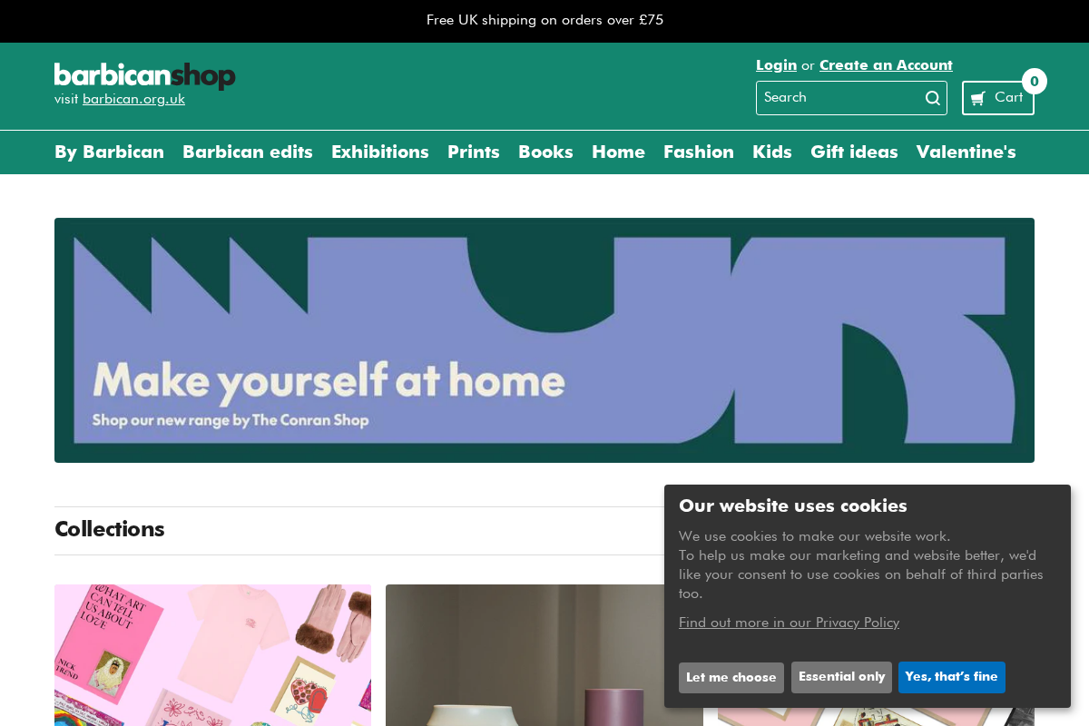 Barbican Shop homepage screenshot