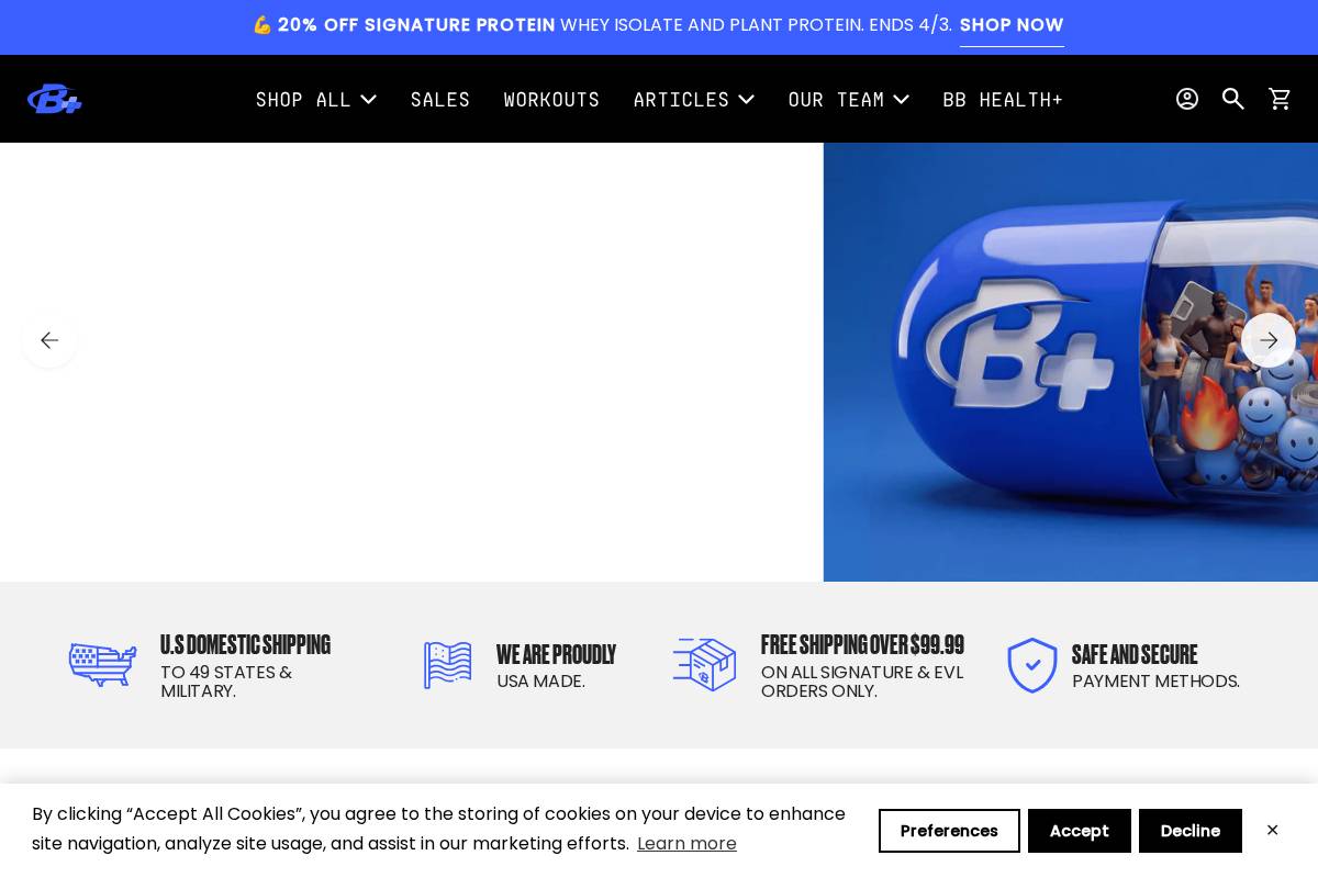 Bodybuilding.com homepage screenshot