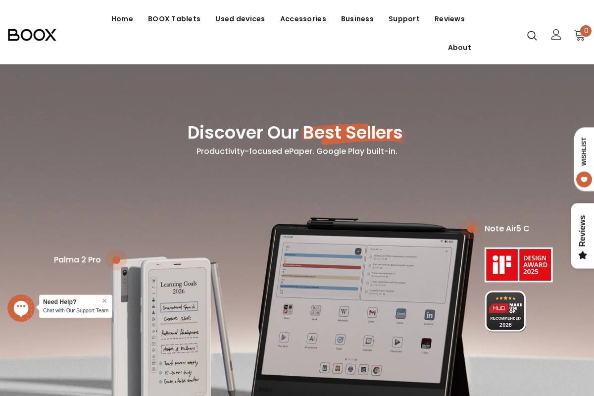 ONYX BOOX homepage screenshot