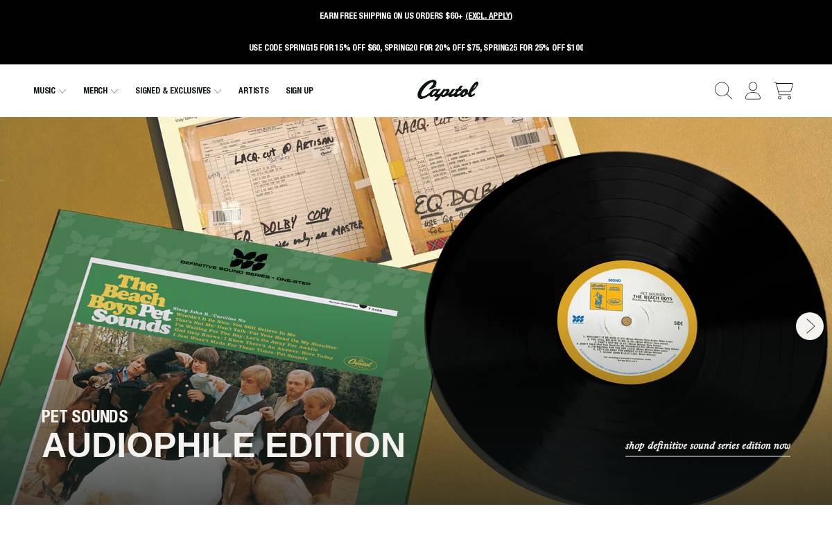 Shop Capitolmusic homepage screenshot