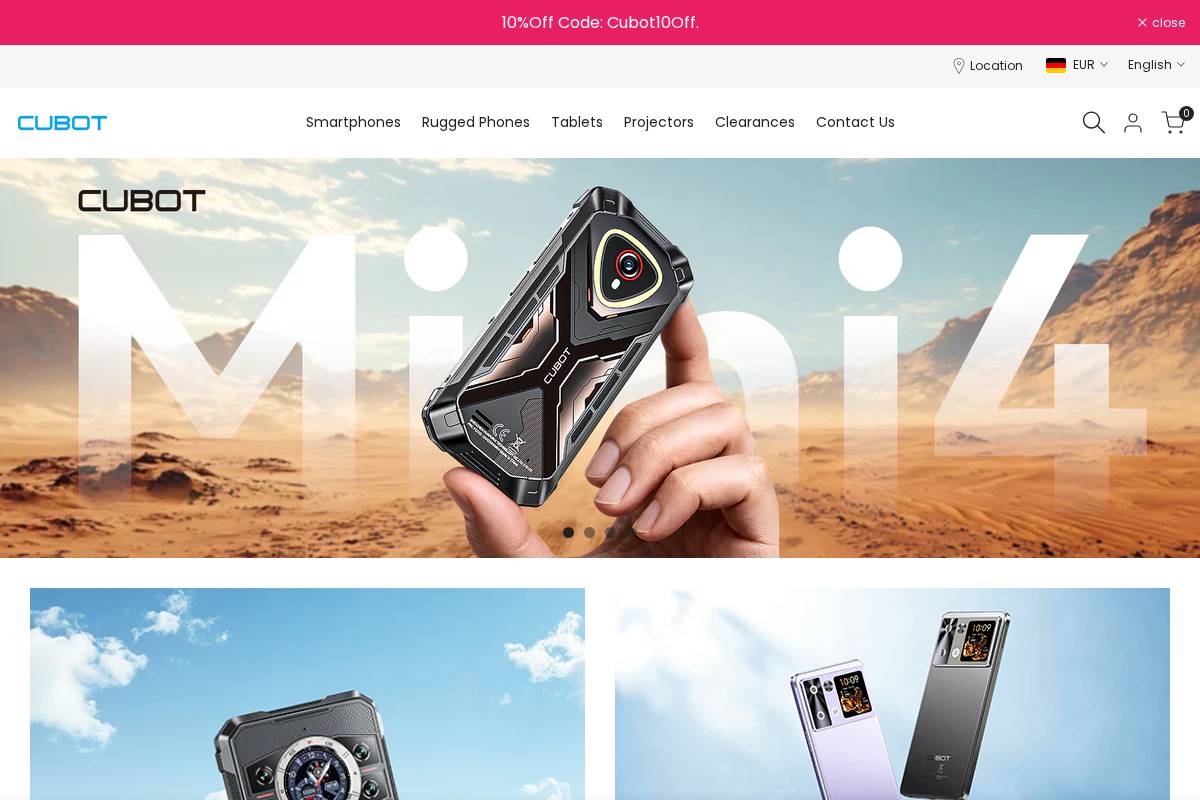 shop.cubot.net homepage screenshot