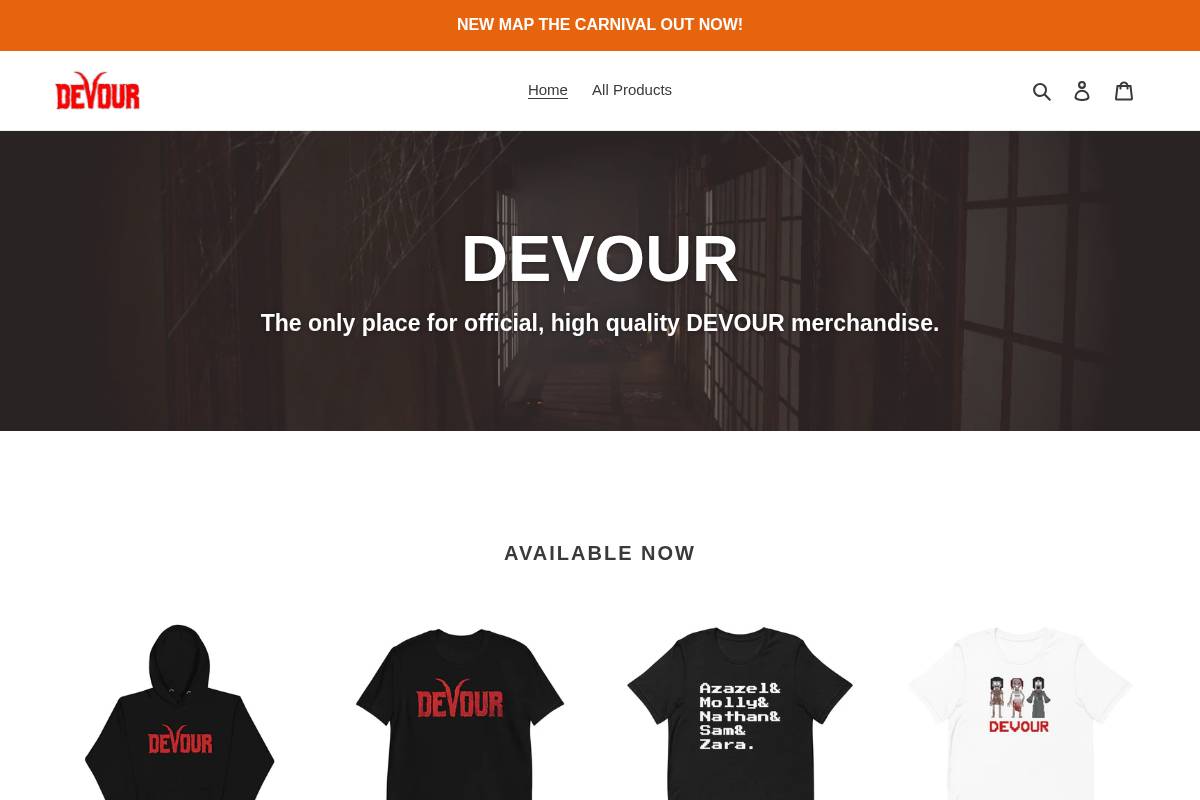 shop.devourgame.com homepage screenshot